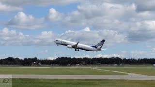 Texel Air B737-800BCF windy day departure from Christchurch Airport 17 Sept 2024 (TNZ74 ) ZK-TXE