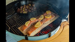 cedar plank Salmon  on grill ( how to cook) Weber kettle