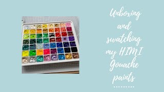 HIMI gouache paints large 56 colour set, unboxing and swatching, beginners intro on how to set  up.