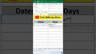 Extract day name from given date #date #shortsvideo #excel #viral