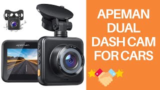 APEMAN Dual Dash Cam for Cars Front and Rear with Night Vision 1080P FHD Mini in Car Camera Overview