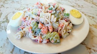 High Protein Hawaiian Pasta Salad for gut health || Salade Hawaiienne riche en proteine.