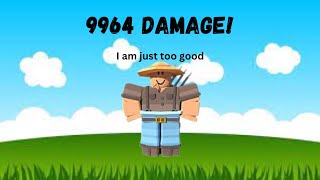 I dealt 9964 damage with the Farmer Cletus kit in Roblox Bedwars!