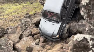 Element Knightrunner and Traxxas Trx4 hit the rock pile at work lol