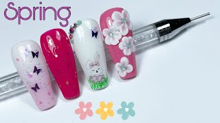 Spring gel polish design with 3D acrylic | madam glam glamour, fame, power