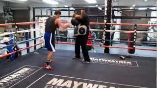 Romanian Super Middleweight prospect RONALD "The Thrill" GAVRIL at the Mayweather Gym in LAS VEGAS.