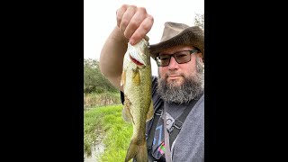 Fishing a tiny neighborhood pond while learning to cast left handed!