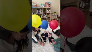 It was also fun for me to witness their first expression seeing a balloon! #twinmom #babyactivities