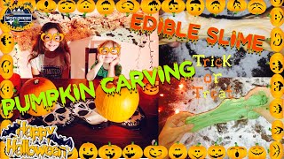 Spooky Halloween DIY Edible Slime and Pumpkin Carving