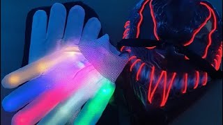 FORMIZON Horror Leuchtende Maske, LED Halloween Maske mit LED Handschuhe, Schönes Set zu einem guten