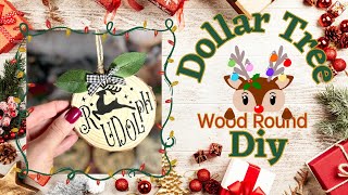 Dollar Tree Wood Round Ornament ~ Rudolph & Friends