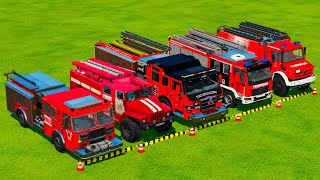 TRANSPORTING FIRE TRUCKS ON THE RACE TRACK with MACK POLICE TRUCKS! Farming Simulator 22