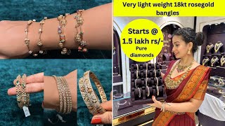 CMR Legacy of jewellery 18kt rose gold light weight  traditional bangles with price ❤️