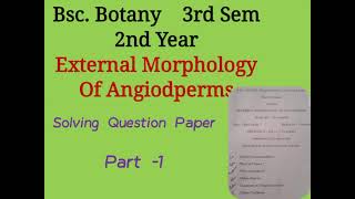 External Morphology Of Angiosperms #Botany2ndyear #BscQuestionpaper @Bsc_Botany_and_Zoology