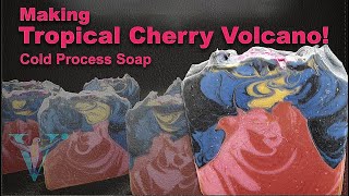 Making Tropical Cherry Volcano cold process soap