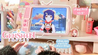 🍓 playing genshin impact on a cozy ipad setup ✨ (jp dub) | doing commission quest 🎮 | kawaii mee