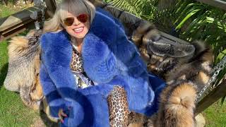 ROYAL BLUE fox fur coat MEN'S / UNISEX