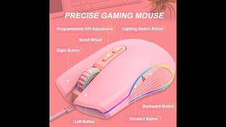 Wired Gaming PC Mouse RGB LED Light Programmable With 4 Backlight 3200 DPI 7 Button Type C. V-36