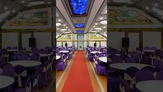 The process of transforming a large truck into a banquet hall.