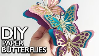 How to make Paper Butterflies with Gold Foil Board | 3D Butterfly wall art