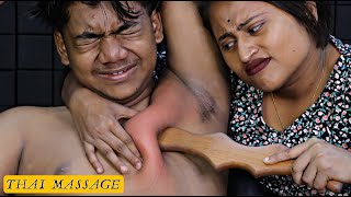 He Received Thai Massage | Head Massage & Neck Cracking | Chest Massage with Cream | ASMR Pakhi