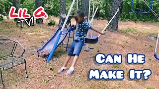 LIL G TRIES A JUMP FROM THE SWING SET! | LILGTV