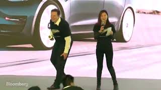 #ElonMusk Short Speech + Dance: Tesla China Ceremony Launch (1:22)