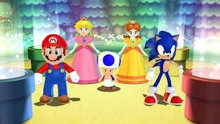 Mario Party 9 Step It Up - Mario vs Sonic vs Peach vs Daisy (Master CPU)