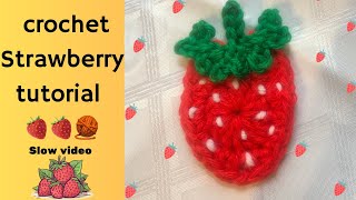 Crochet strawberry tutorial 🍓🍓🍓- absolute beginner | slow video with step by step instructions 🌸