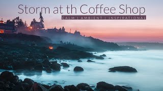 🔴Storm at the Coffee Shop | Black Screen | 10 Hours Relaxing Music | Ambient | Calm | Inspirational