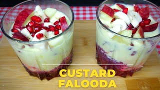 Custard Falooda | Home Made Easy Falooda Recipe | Quick Sweet Dish | Vermicelli Falooda