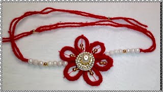 Diy Floral Rakhi Making At Home||Rakhi Making Tutorial Using Wool||How To Make Rakhi With Wool