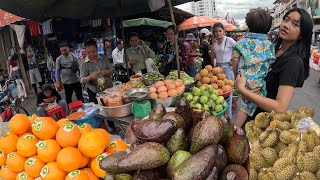 Cambodian Street Food​ , Market Tour , Roast duck , Fresh vegetables​ , Fresh fruits ,​Pork​​ & More