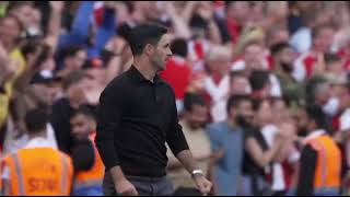 How Mikel Arteta reacted to Leandro Trossard's last-minute goal 😅#CommunityShield #trossard #Timber