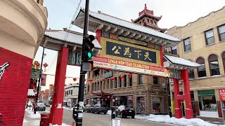 Chicago Chinatown Snow Walk | Winter Walking Chinatown, Ping Tom Park | Lofi Chill Study/Relax