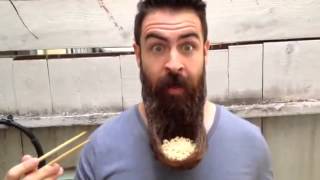 Try Not To Gag While Watching This Crazy Dude Eat Ramen From His Beard