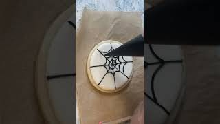 Spooky Halloween spider web cookie decorating #customcookies #cookiedecoratingvideos #halloween