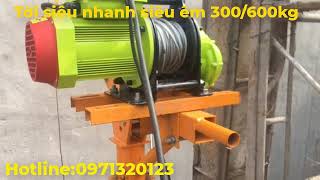 Tời điện mini tốc độ 30m/phút siêu êm kết hợp khung xoay 500kg.tời điện xây dựng