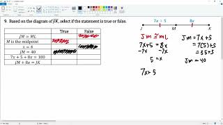 Question 9: True or False on midpoint of a line segment.