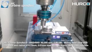 Steel Milling at 2,000 mm/min on Hurco VMX by Air Turbine Spindles® 40,000 rpm 650DIN40