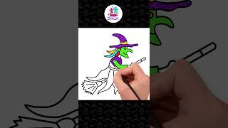 Impariamo a disegnare la strega di Halloween #shorts #kidsdrawing #chikiartitalian