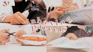 unboxing parcels [ shopee haul ] 📦 🌿 in semester 1 (univlog ep. 4)