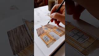 Easy Watercolour House Painting | #shorts #watercolourpainting #beginners