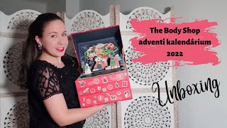 The Body Shop adventi kalendárium 2022 unboxing - The Body Shop Box of wonders piros adventi naptára