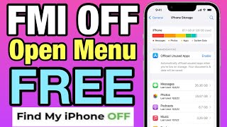 Free Open Menu FMI OFF iPhone 5s to iPhone 15 Pro Max | Turn off Find My iPhone permanently |