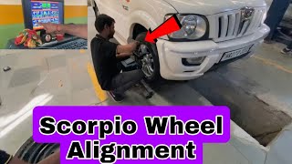 Wheel Alignment कैसे होता है। Mahindra Scorpio Wheel Alignment