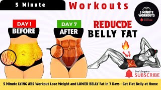 5 Minute LYING ABS Workout ✔ Lose Weight and LOWER BELLY Fat in 7 Days | Get Flat Belly at Home