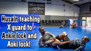 Husain teaching failed triangle to X guard, with Ankle lock finish