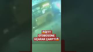 UÇAN OTOMOBİL ⁉️ Kaldırıma çıkıp İETT otobüsüne çarptı ‼️