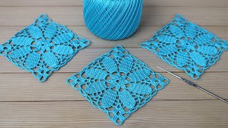 Вязание для начинающих КВАДРАТНЫЙ МОТИВ крючком МАСТЕР-КЛАСС Crochet Easy Flower Square Motif